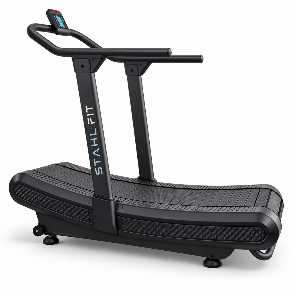 LEU Trotadora Curva Profesional STAHL FIT — vista lateral