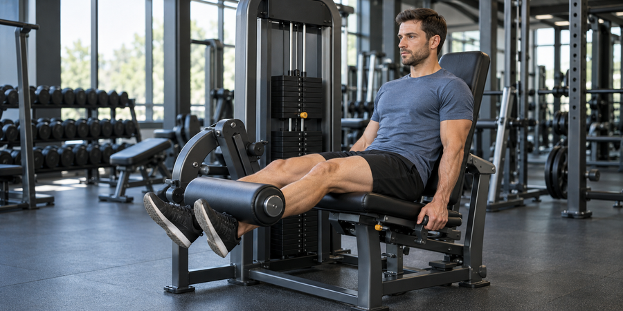 Entrenamiento en máquina de extensión de piernas